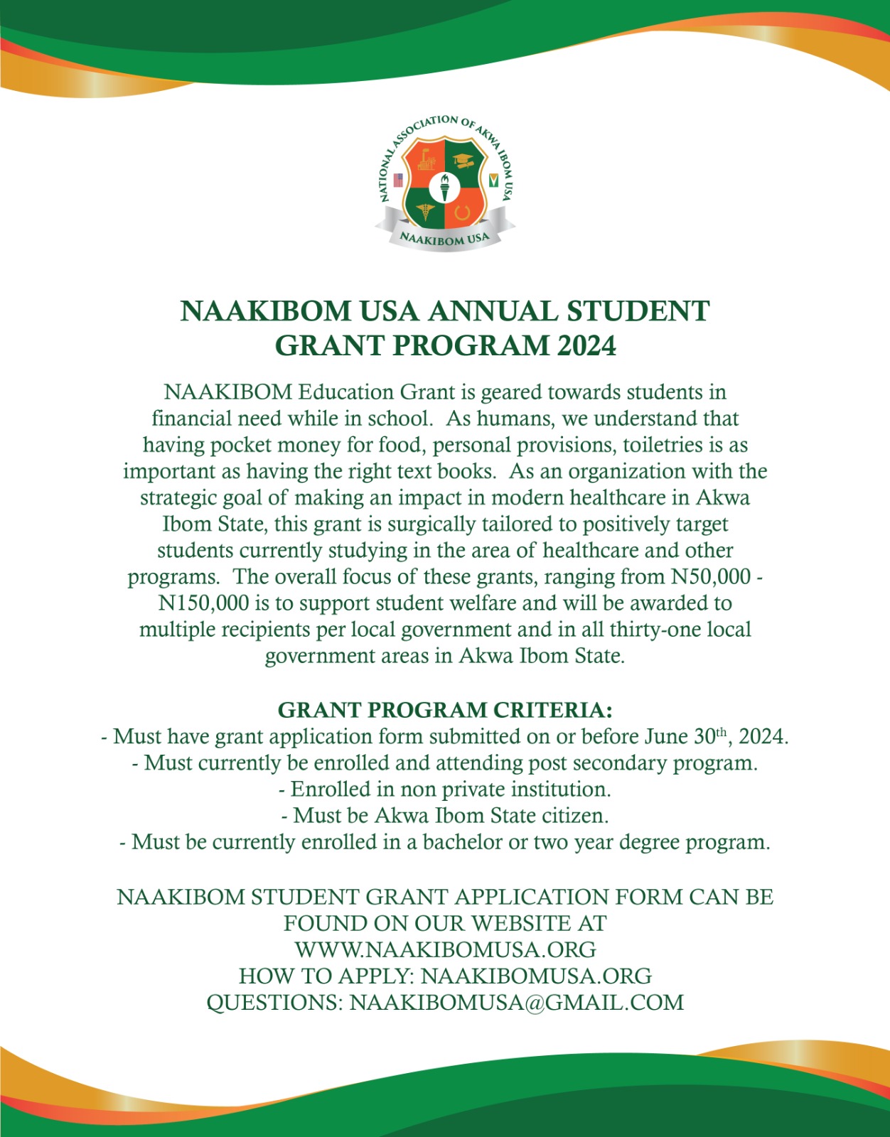 NAAKIBOM EDUCATION GRANT 2024